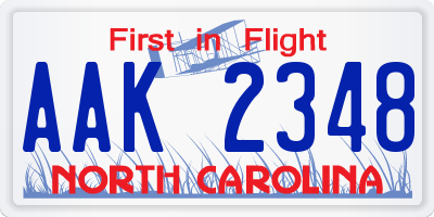 NC license plate AAK2348