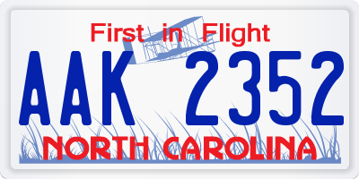 NC license plate AAK2352