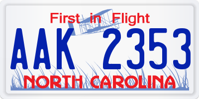 NC license plate AAK2353