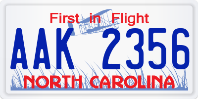 NC license plate AAK2356