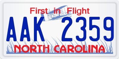 NC license plate AAK2359