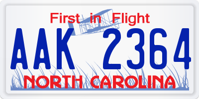 NC license plate AAK2364