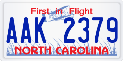 NC license plate AAK2379