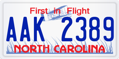 NC license plate AAK2389
