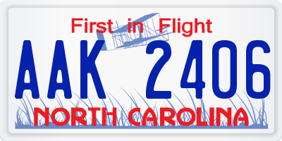 NC license plate AAK2406