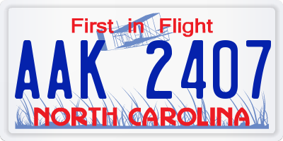 NC license plate AAK2407