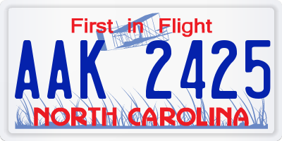 NC license plate AAK2425