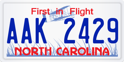 NC license plate AAK2429