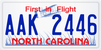 NC license plate AAK2446