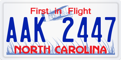 NC license plate AAK2447