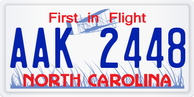 NC license plate AAK2448