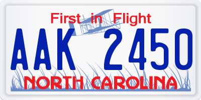 NC license plate AAK2450
