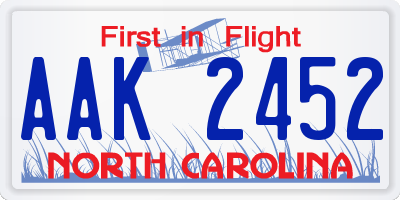 NC license plate AAK2452