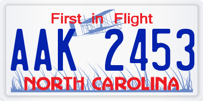 NC license plate AAK2453