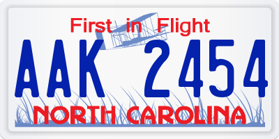 NC license plate AAK2454