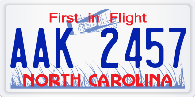 NC license plate AAK2457