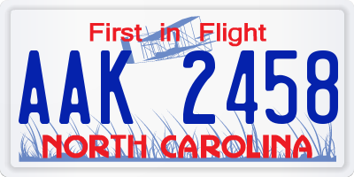 NC license plate AAK2458