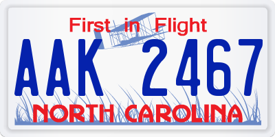 NC license plate AAK2467
