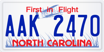 NC license plate AAK2470