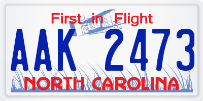 NC license plate AAK2473