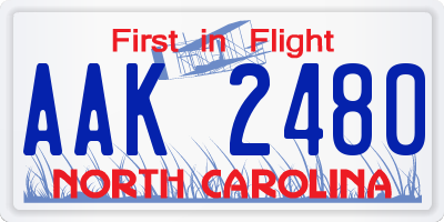 NC license plate AAK2480