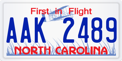 NC license plate AAK2489