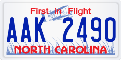 NC license plate AAK2490