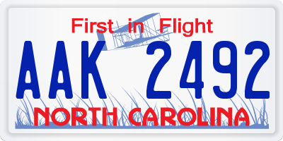NC license plate AAK2492