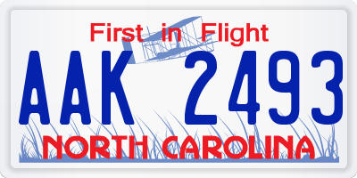 NC license plate AAK2493
