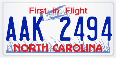 NC license plate AAK2494