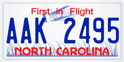 NC license plate AAK2495