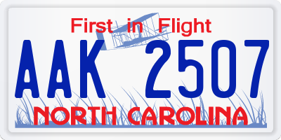 NC license plate AAK2507