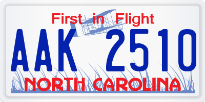 NC license plate AAK2510
