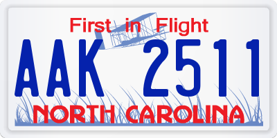 NC license plate AAK2511