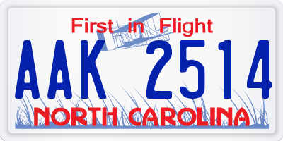 NC license plate AAK2514