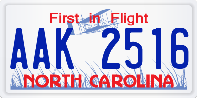 NC license plate AAK2516