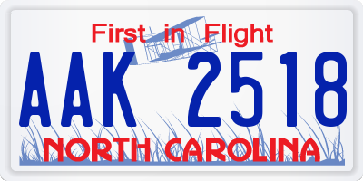 NC license plate AAK2518