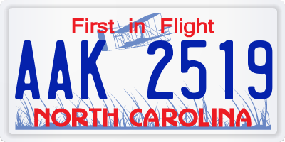 NC license plate AAK2519