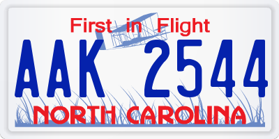 NC license plate AAK2544