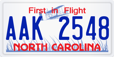 NC license plate AAK2548