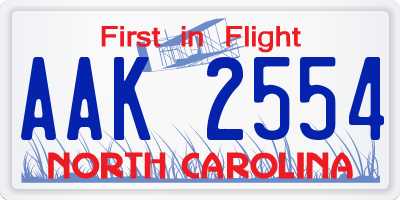 NC license plate AAK2554