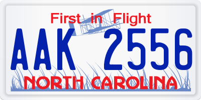 NC license plate AAK2556