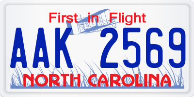 NC license plate AAK2569