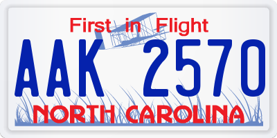 NC license plate AAK2570
