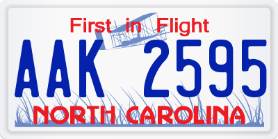 NC license plate AAK2595