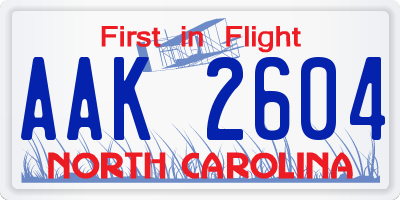 NC license plate AAK2604