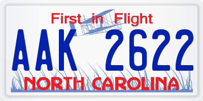 NC license plate AAK2622