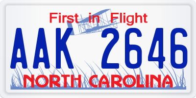 NC license plate AAK2646