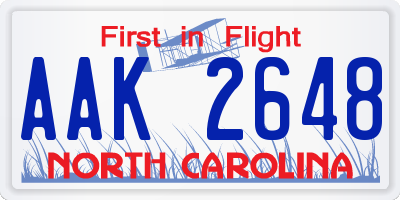NC license plate AAK2648