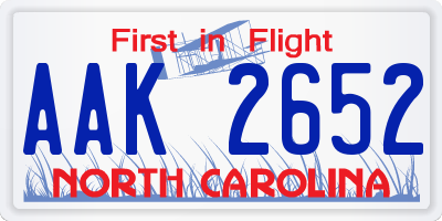 NC license plate AAK2652